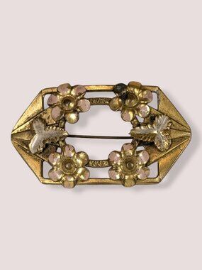 Vintage Geometric Floral Brooch